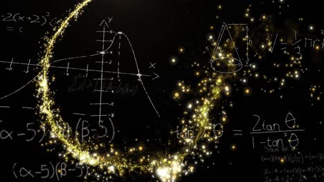 animation of math formulas and star on black background