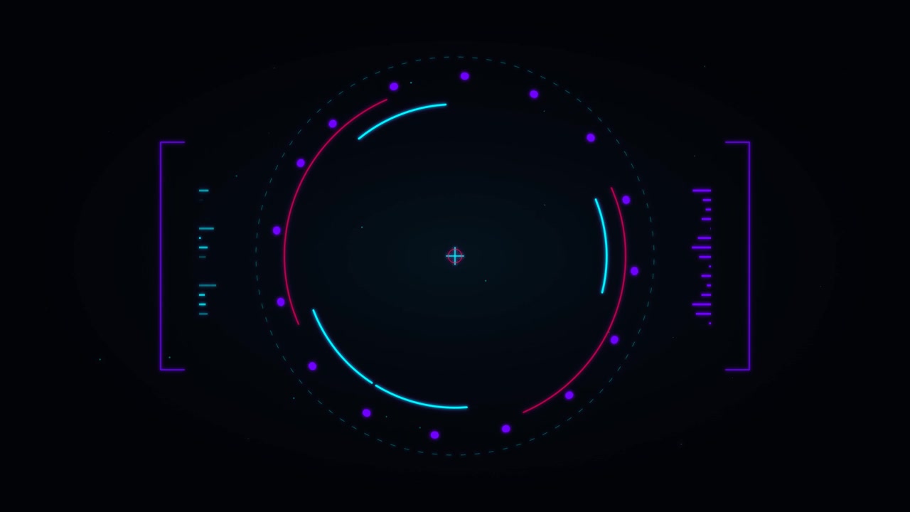 Futuristic Digital HUD Interface with Rotating Circular Elements