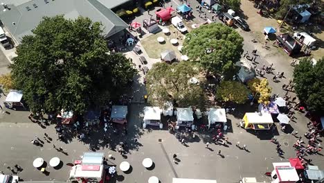 Aerial-view-of-a-festival-in-the-outer-suburbs-of-Melbourne,-Victoria,-Australia