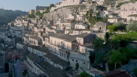 aerial view of modica alta val di noto sicily old baroque cliff town south italy