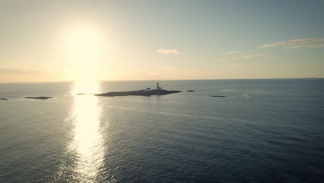 Sunset-at-Feistein-lighthouse-on-a-island-in-Rogaland,-Norway,-Jaeren