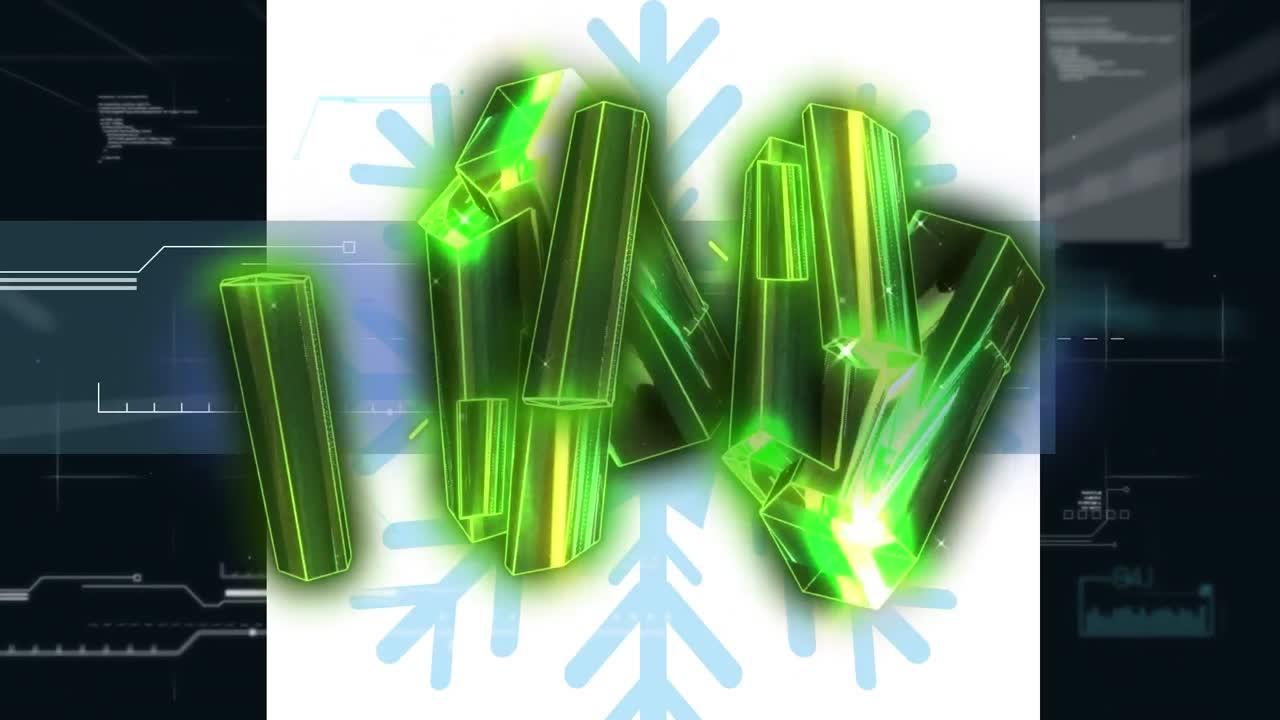 анимация кристаллов через обработку данных и снежинку.