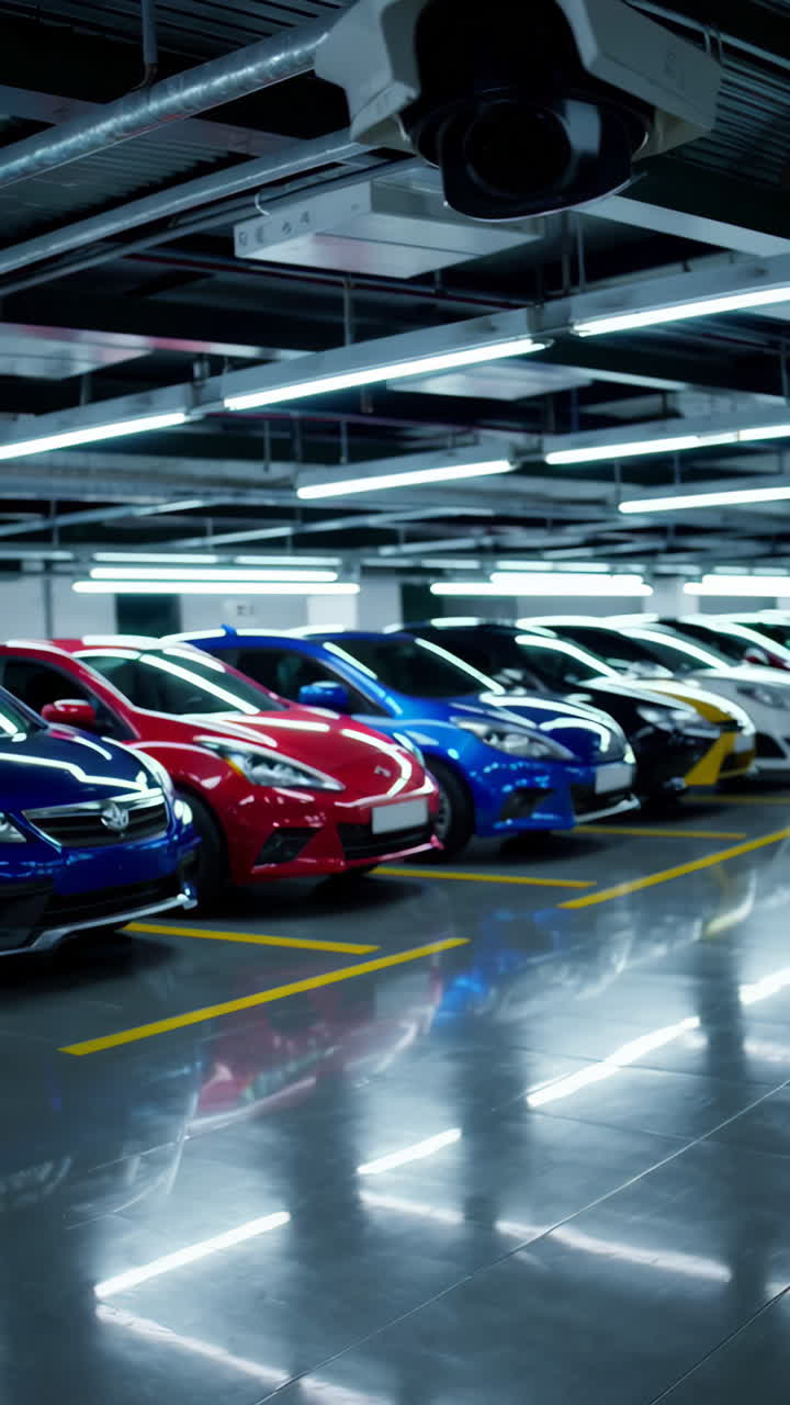 estacionamiento subterráneo con automóviles