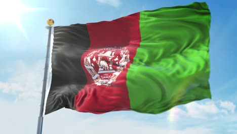 4k 3d illustration of the waving flag on a pole of country afghanistan