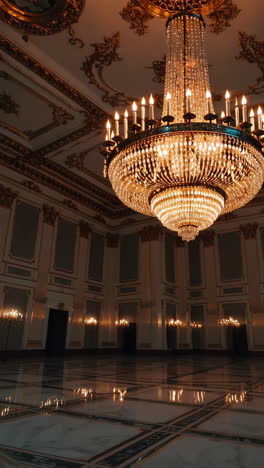 grand palace ballroom with crystal chandelier