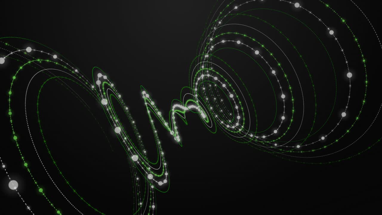 Futuristic animation with color changing particle stripe object in slow motion, 4096x2304 loop 4K