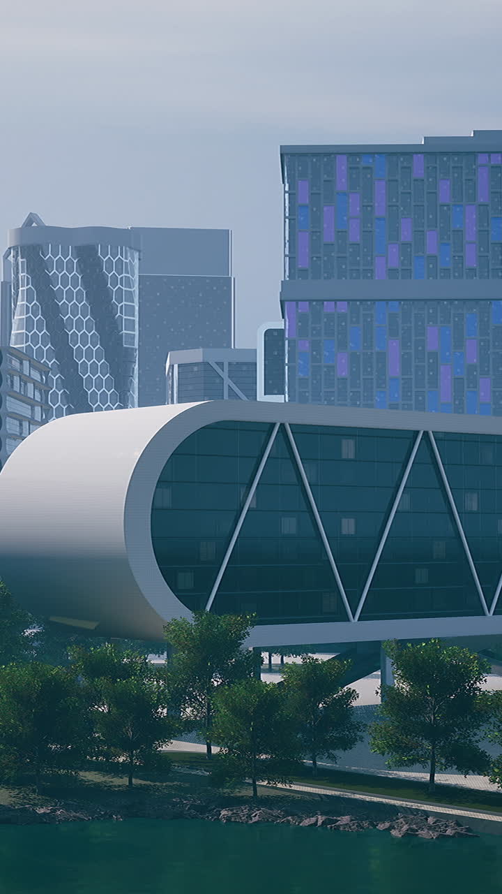 Paesaggio urbano futuristico con architettura moderna