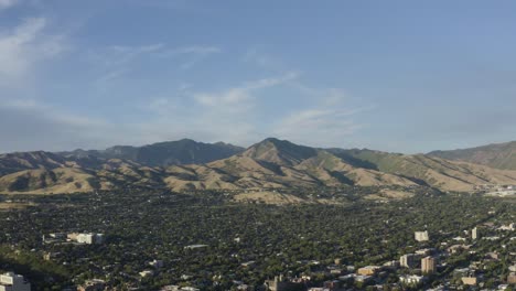 aerial view of the twin peaks mountains surrounding salt lake city, utah