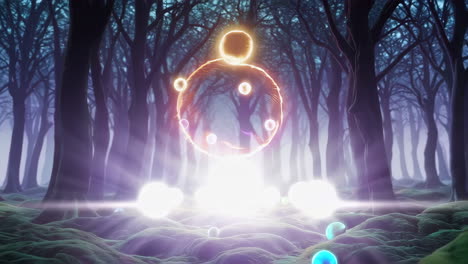 enchanted forest with glowing magic