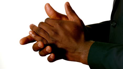 businessman clapping hands on white background