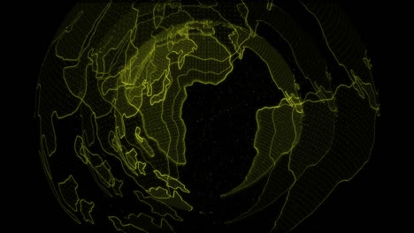 planet earth loopable - 4k abstract digital globe - 3 layers nested - global connections with connection points - futuristic hi-tech planet loop - connected earth - technology network and digital earth 4k - yellow color