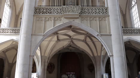 interior and main organ of saint george church in nordlingen, germany