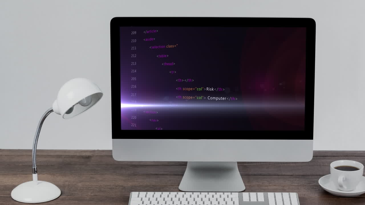 컴퓨터 화면에서 데이터 처리의 애니메이션
