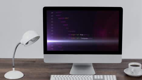 animación del procesamiento de datos en la pantalla de la computadora.