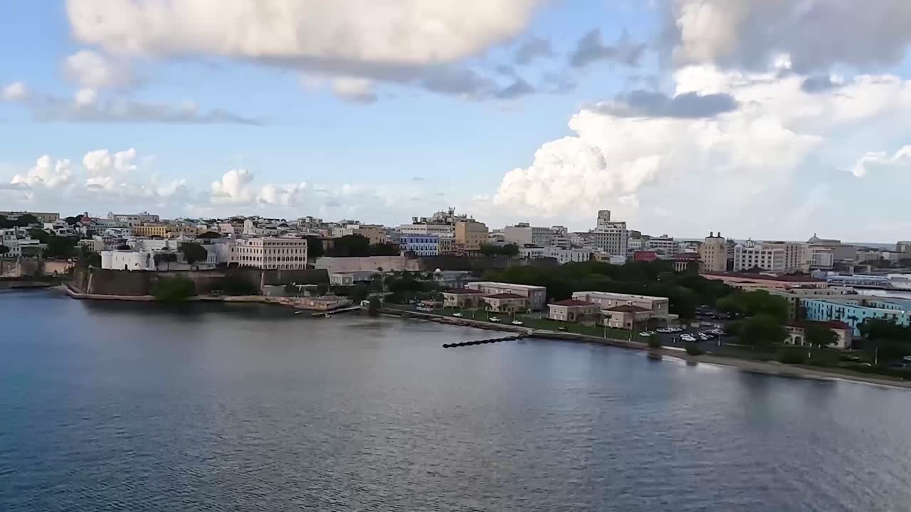Castillo San Felipe del Morro in San Juan, Puerto Rico. Bastión de Santa Elena and the coastline of the island.Time lapse.