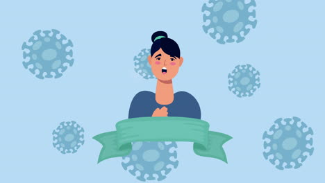 woman with coronavirus symptom and spores