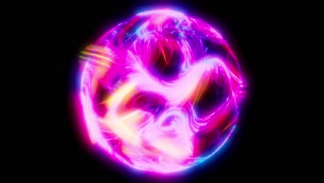 Animación-De-Orbe-Astral-Brillante-Azul-Púrpura,-Esfera-Abstracta-Espiritual-Mística