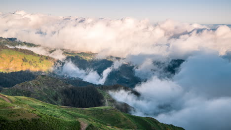 4k timelapse of clouds moving over mountainside on island of madeira portugal