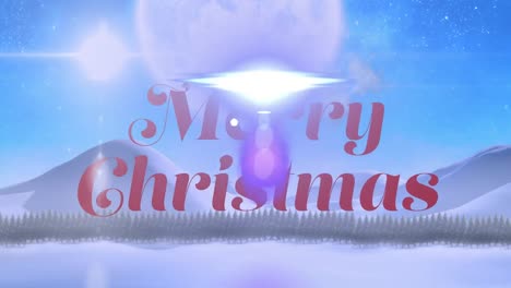 Animation-of-merry-christmas-text-over-winter-scenery