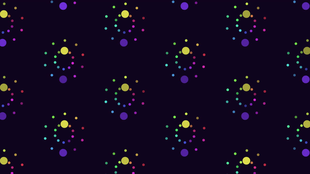 patrón de puntos coloridos dinámicos y lúdicos sobre fondo negro