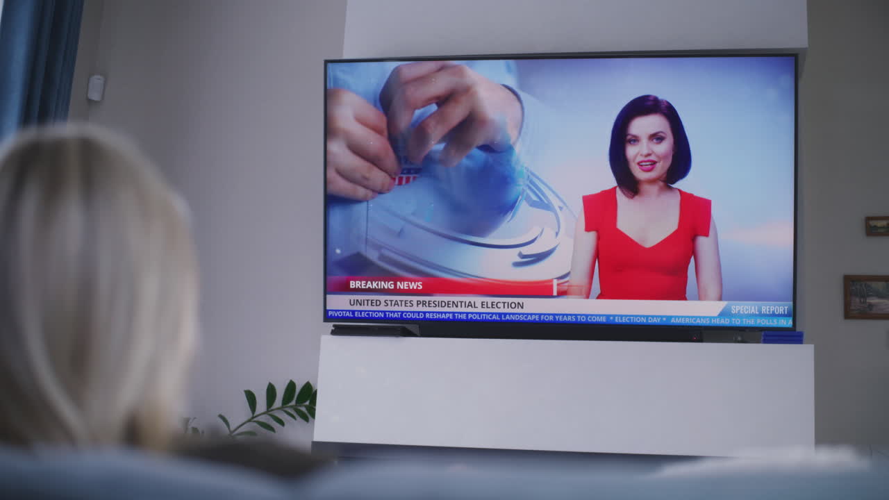 viendo las noticias de las elecciones en la televisión