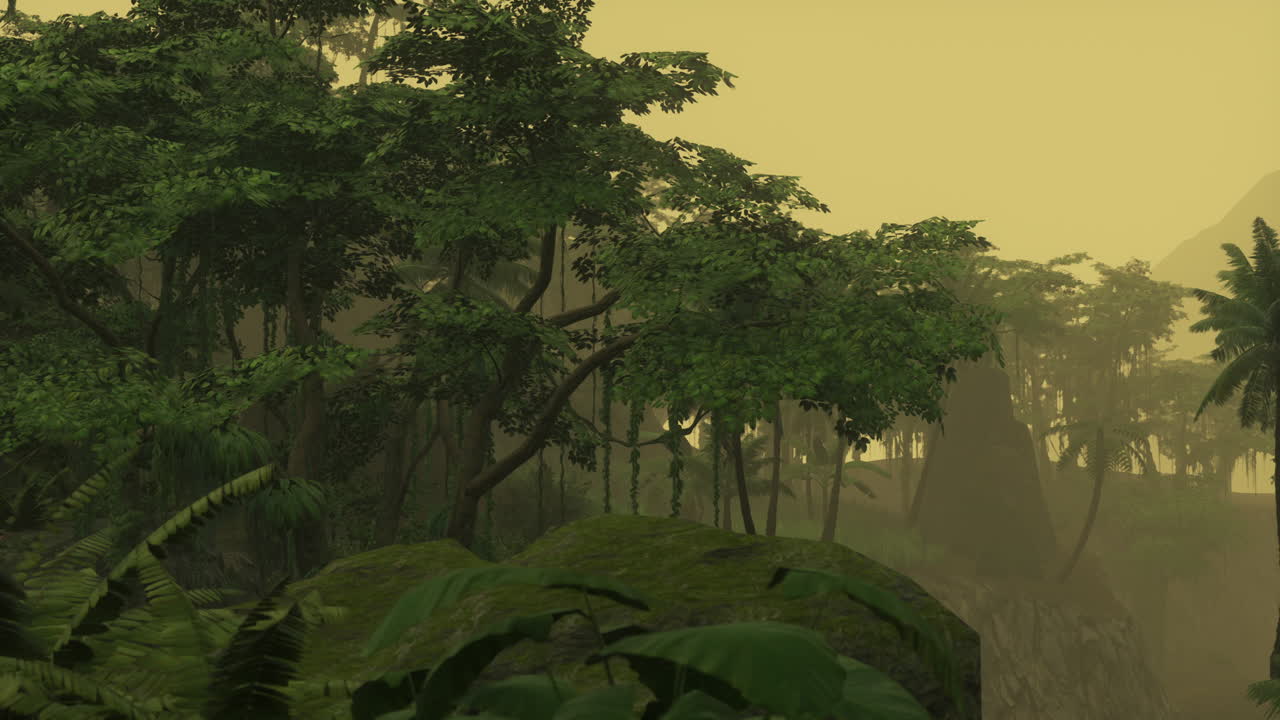 paisaje de la jungla brumosa