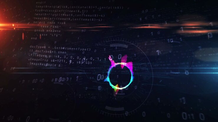 Audio spectrum music neon sign abstract loopable tunnel animation