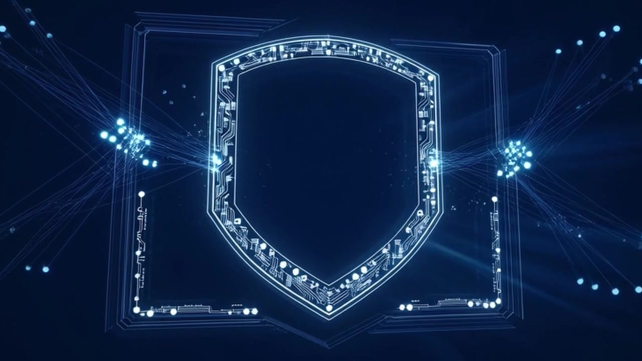 Digital Shield Icon Representing Cybersecurity and Data Protection