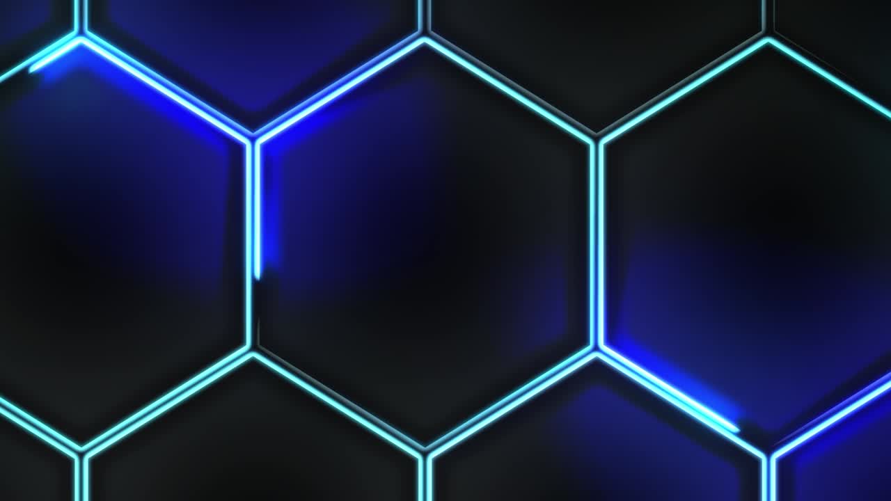 animación de video 4k sin costuras abstract. animación de vídeo de brillo de neón abstracción panal naranja amarillo rojo sobre un fondo negro.