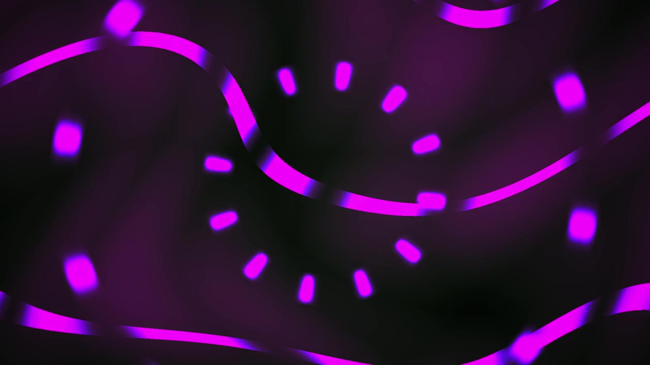 Abstract Motion Background with Glowing Purple Neon Waves and Pulsing Circles
