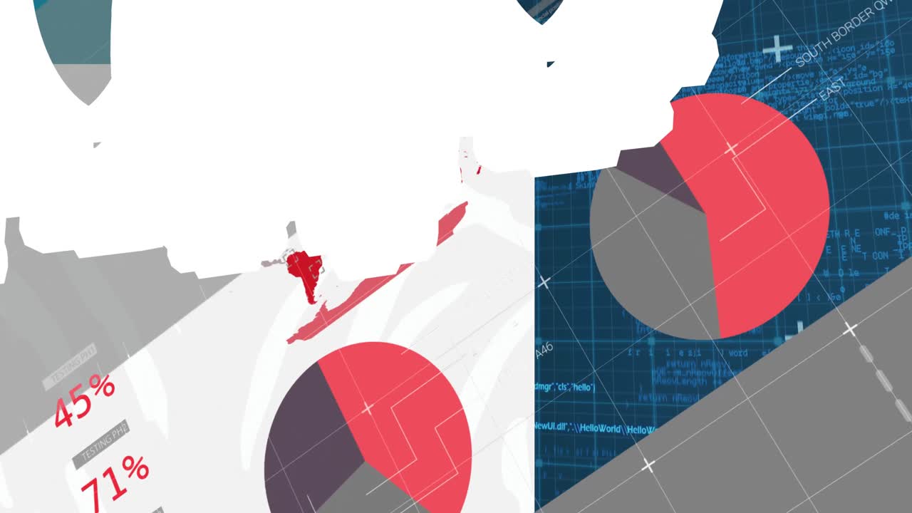 파란색 배경에 데이터 처리를 통해 모양의 애니메이션