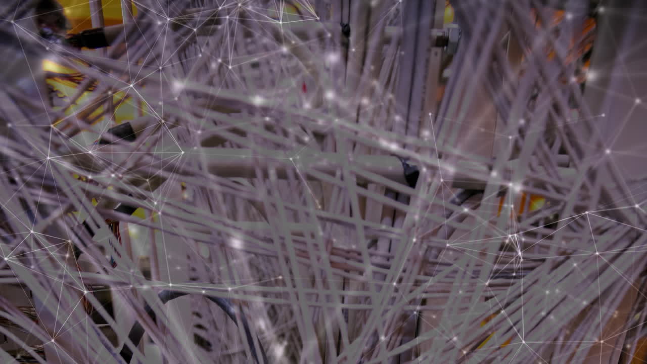 анимация сети соединений через компьютерное серверное оборудование