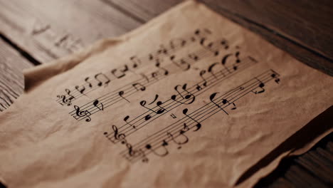 vintage sheet music on a wooden table