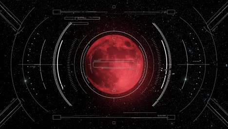 luna roja o planeta alienígena escaneado por la nave espacial hud pantalla de radar