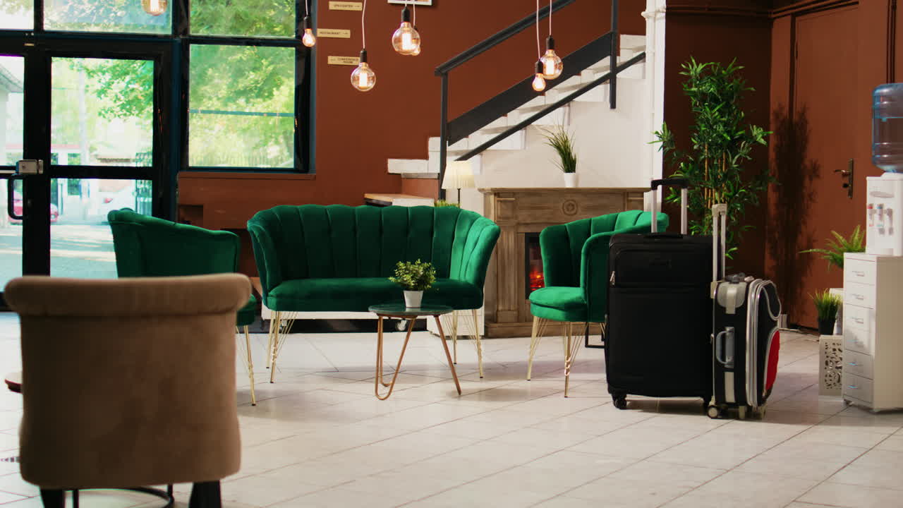 호텔 프런트 데스크 로비의 복도