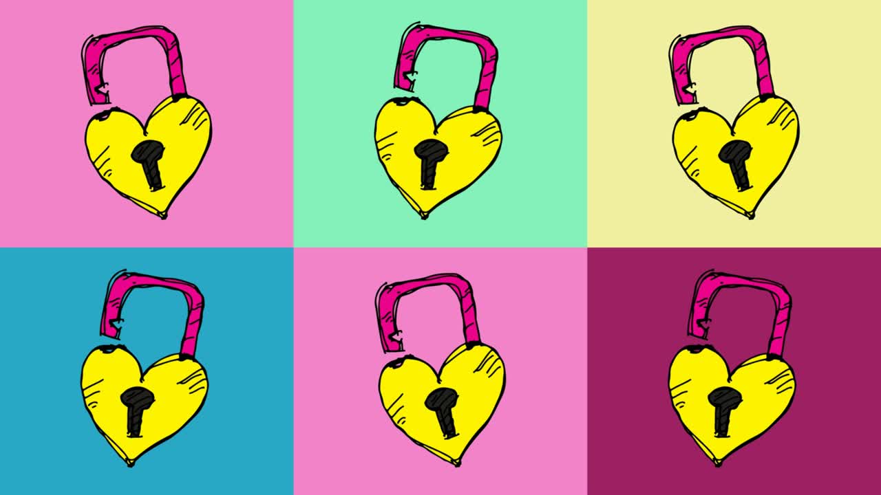 아이들이 팝 아트 그림을 그리고 있습니다. 락 사랑의 주제로 매이지 않는 배경입니다.