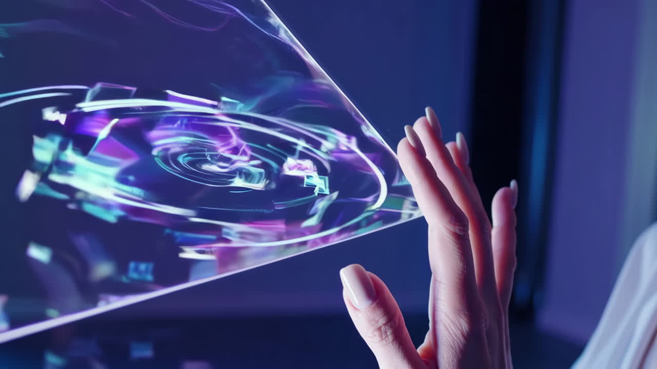 Hand Interacting with a Futuristic Holographic Display