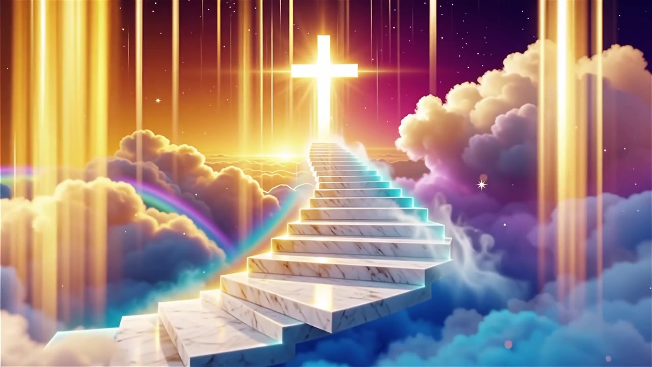 Croce Cristiana Luce Celestiale Sfondo per il Culto.