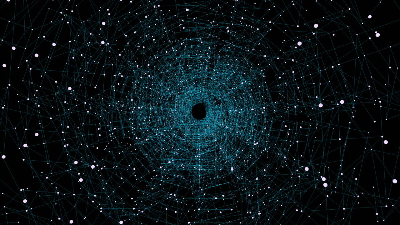 Surreal futuristic sci-fi hyperspace travel through stars to dark web galaxy
