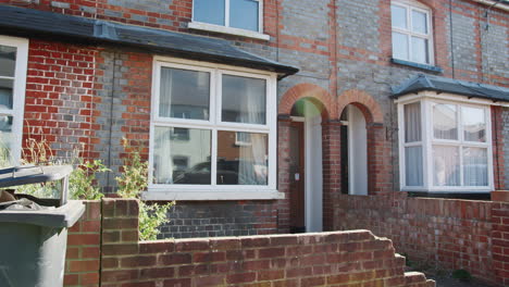 exterior of urban terraced house in daytime