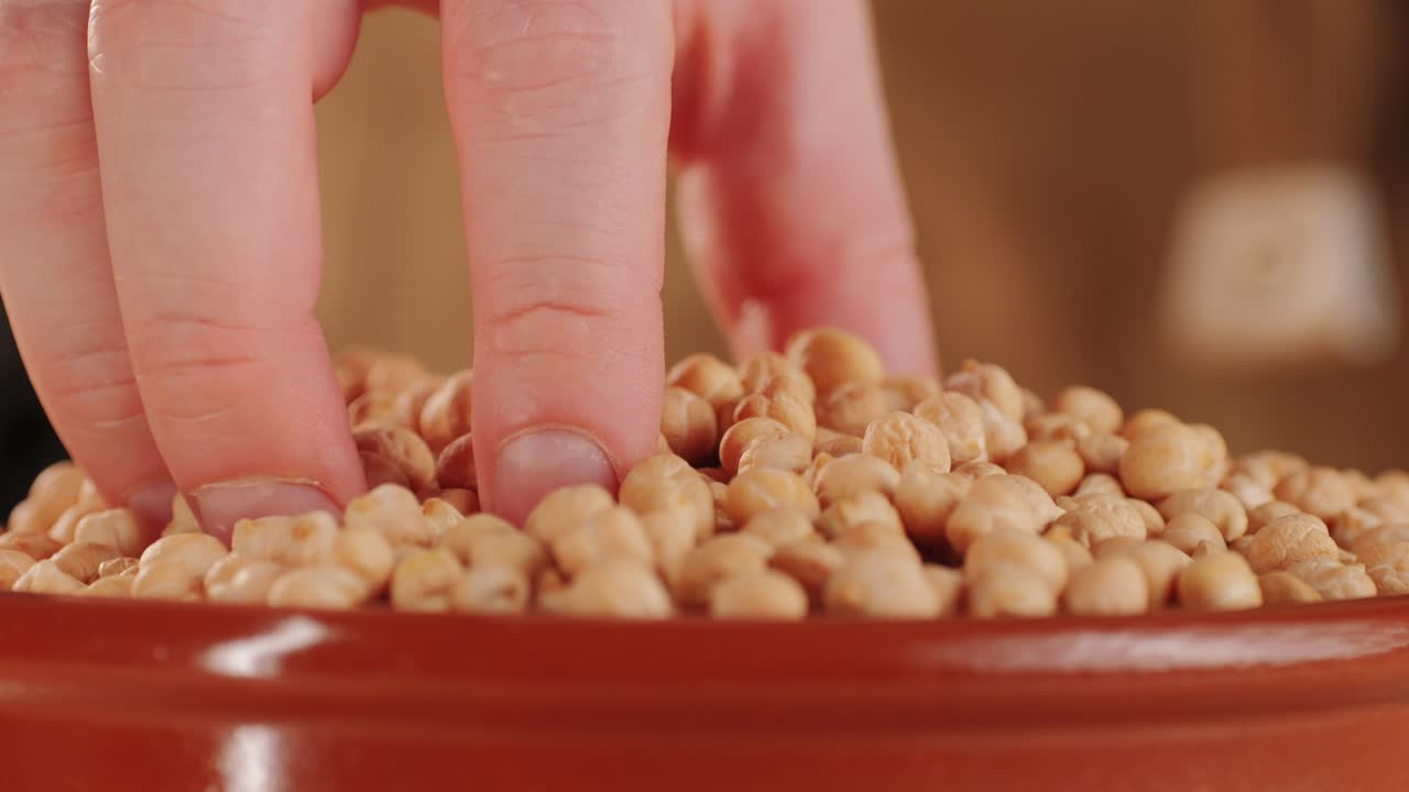 Chickpeas close up food background, chickpeas texture macro, raw cereal healthy food.