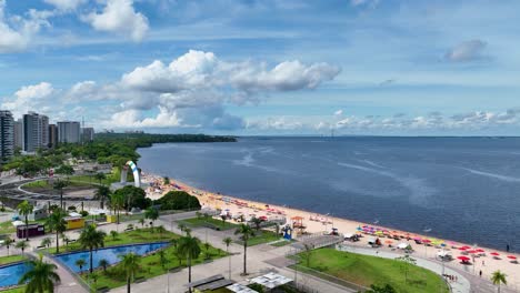 ponte negra beach at downtown manaus brazil