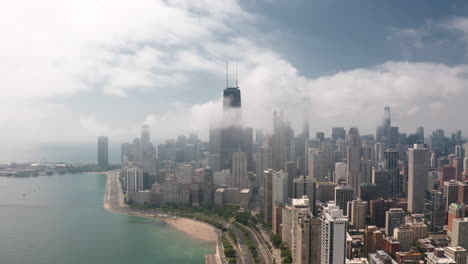 Timelapse-Del-Centro-De-Chicago-Con-Niebla-Baja