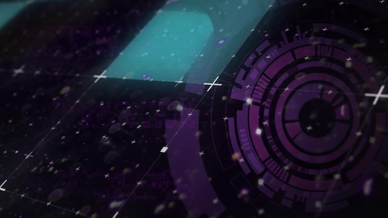 animación del alcance y procesamiento de datos sobre un fondo oscuro