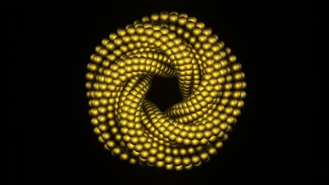 4k 3d animation. beautiful abstract twisted torus made of wood balls rotates