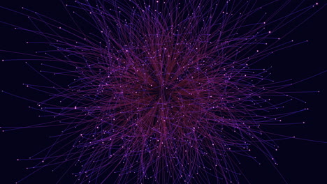 complex network of lines and dots in circular formation on a dark background