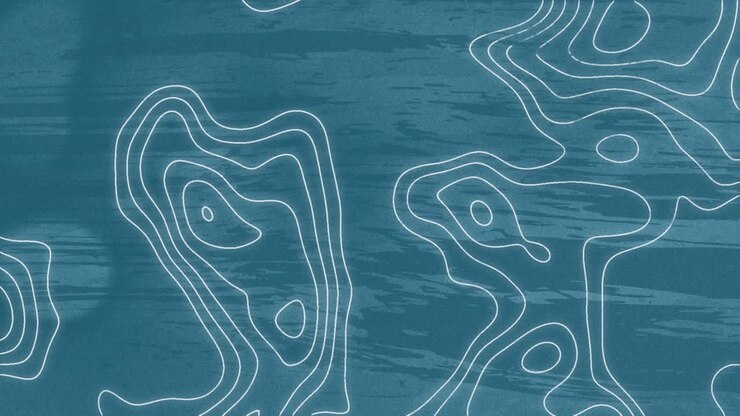 Animation of illuminated wave patterns moving over blue background