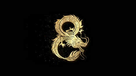 chinese zodiac year of the dragon astrological sign loop glittering gold particles symbolized fortune and prosperity