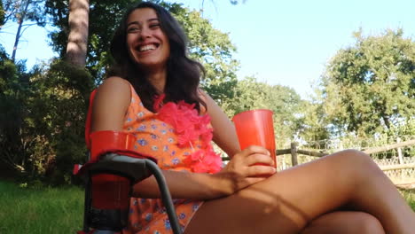 beautiful woman sitting and smiling