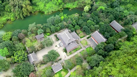 Aerial View of a Beautiful Temple Complex in Vietnam